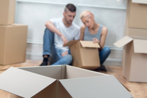 Household items being prepared for mobile storage in Lewisham