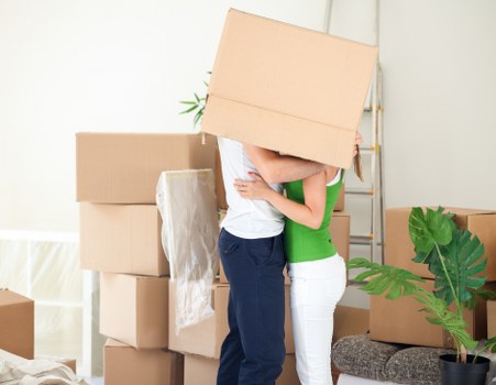 Packed living room items prepared for flat removals